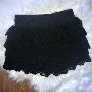 Scalloped Lace Black Shorts
